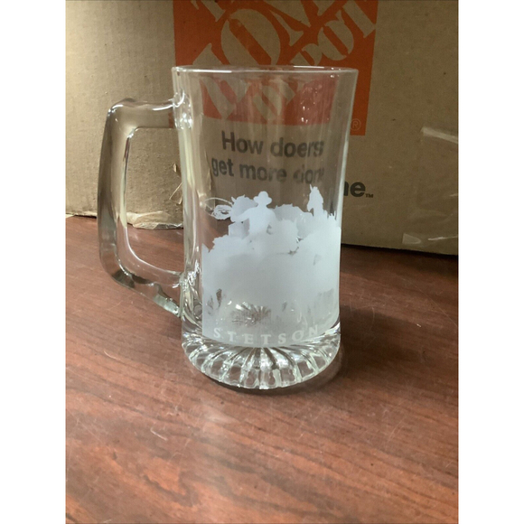 Stetson Other - Stetson Etched Roping Horses Glass Beer Mug, 5.5" tall